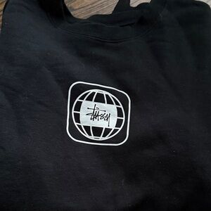 Stussy Black Sweatshirt with White Globe Logo